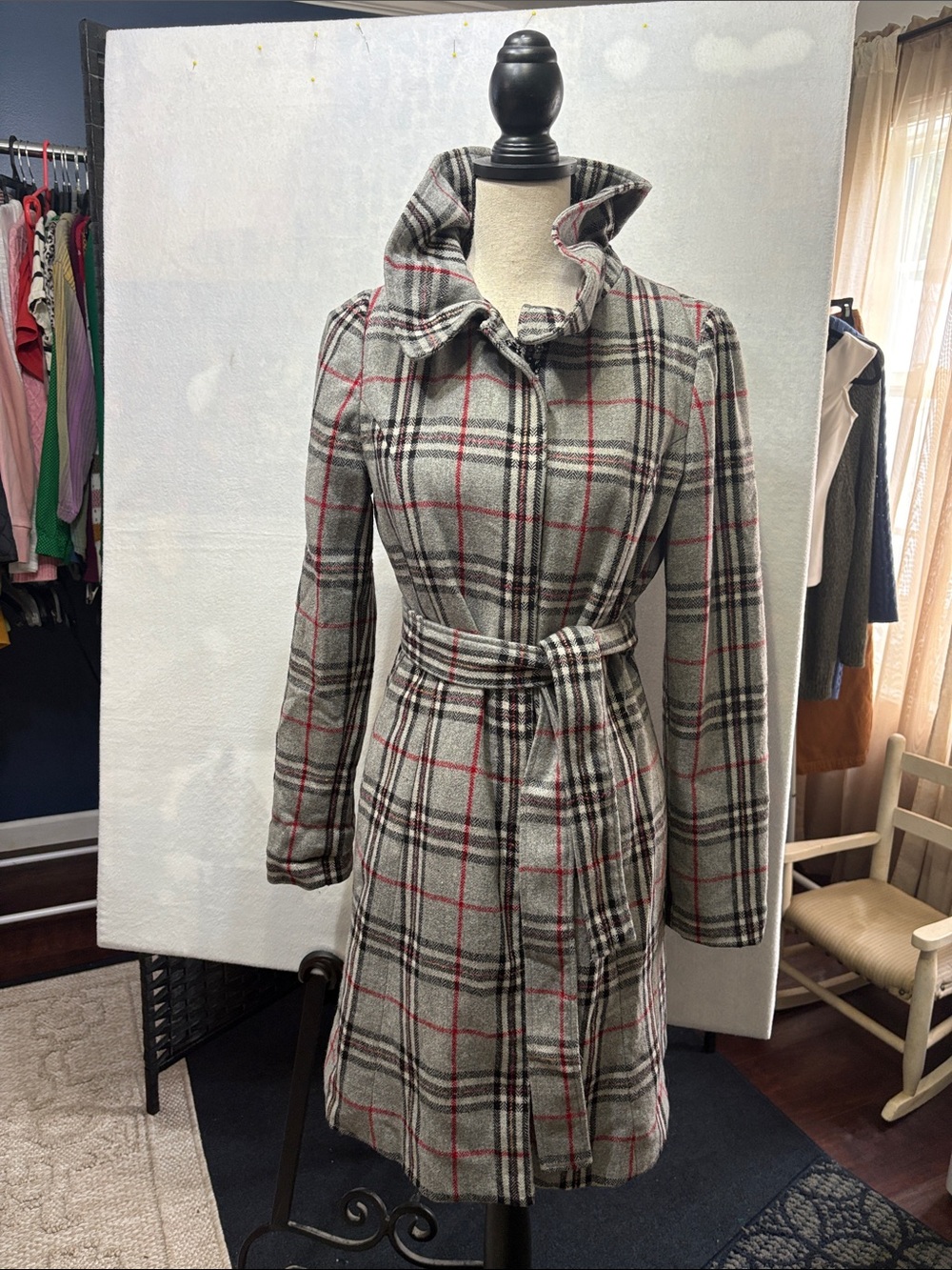 Matty M Wool blend plaid Coat Size Small EUC